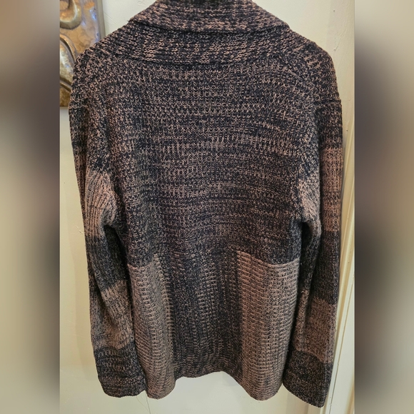 Effeci Black and Brown Open Cardigan Sweater L - Picture 2 of 4